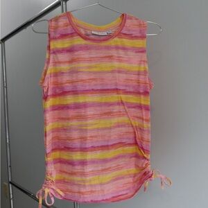 Kiwi Pink and Yellow‎ Ruched Tank Top